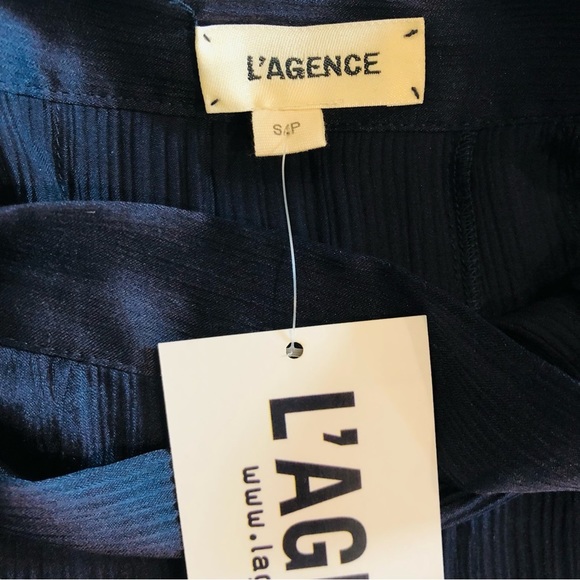 L'Agence Ocean 100% Silk Maxi Skirt High Slit Midnight Blue Small - Picture 15 of 16